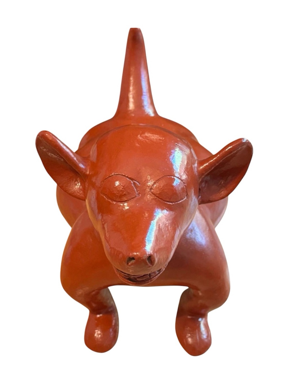 Handcrafted Large 12x16”  Red Pottery Dog Colima - Spanish Vintage